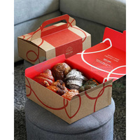 Boîte à hamburger rouge personnalisée écologique en gros, petite boîte à croissant, boîte à gâteau de boulangerie, boîte à brownie, emballage alimentaire en papier
