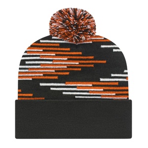 Sombrero de punto con pompón de rayas acrílicas 100% personalizado con logotipo bordado 3D Sombrero de viaje de impresión digital de negocios de playa - Product Image 2