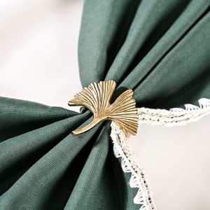 Ensemble de 6 anneaux de serviette en laiton pur doré en forme de feuille de Ginkgo, style vintage, durables, pour la décoration de table lors de mariages, fêtes, à la maison ou dans les restaurants - Product Image 3