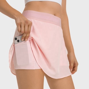 Jupe de tennis rose pour femmes avec poches, taille élastique, évacuation de l'humidité, vêtements de sport d'été - Product Image 2