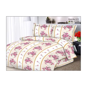 Hand Woven 100% Cotton Floral Design White Indian King Size Double Bed Sheet With Duvet Pillow Covers Wholesaler