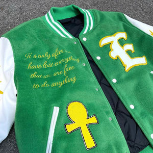 แจ็กเก็ตบอมเบอร์ผ้าแคนวาสผู้ชายปรับแต่งได้เสื้อแจ็คเก็ตเบสบอลเลตเทอร์แมนสำหรับวิทยาลัยผ้าขนสัตว์ยืนด้านหน้าฤดูหนาว - Product Image 2