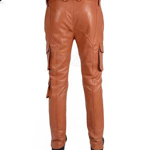 Pantalon en cuir pour homme à marque privée, coupe droite, léger, décontracté, taille mi-haute, respirant, coupe-vent, confortable, pour usage extérieur - Product Image 2
