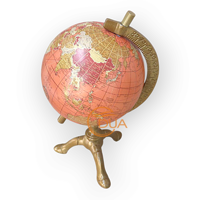 Carte du monde géographique rotative de bureau Orange Globe éducatif à base en métal de 8 pouces pour la maison, le bureau et la décoration d'étude