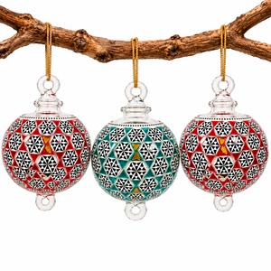 Ornement de Noël en mosaïque de verre soufflé artisanal, motif diamant de luxe, boule suspendue, couleur personnalisable, décoration artistique pour la maison - Product Image 2