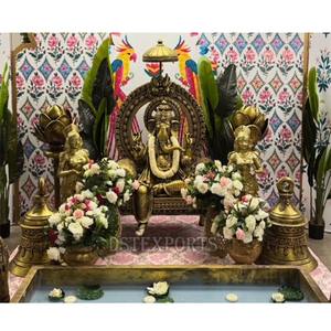 Decoración de entrada de boda hindú con Shankhu Ganesha hecho a mano dorado FRP Vinayaka Ganesha estatua bodas salón entrada EE. UU. - Product Image 4