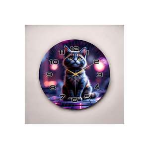 Reloj de pared de mesa de madera silencioso de 50cm, estampado de Color oscuro, número de patrón de gato, regalo - Product Image 5