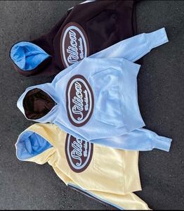 Chándal de algodón con logotipo de parches bordados desgastados para hombre, ropa de calle personalizada, chándal Vintage de gran tamaño lavado con ácido desteñido por el sol - Product Image 3