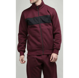 Survêtement Premium pour Hommes |   Ensemble de performance rayé marron et noir |   Ensemble de survêtement deux pièces à fermeture éclair intégrale Urban Athletic Gym Training - Product Image 4