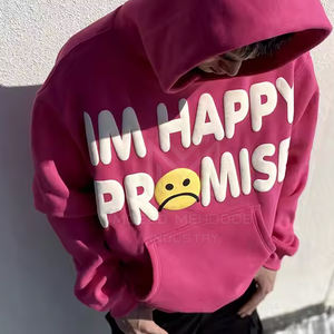 Sudadera con capucha de manga larga con estampado abullonado para hombre, moda de invierno 100%, poliéster y algodón, nuevo aspecto, teñido liso - Product Image 4