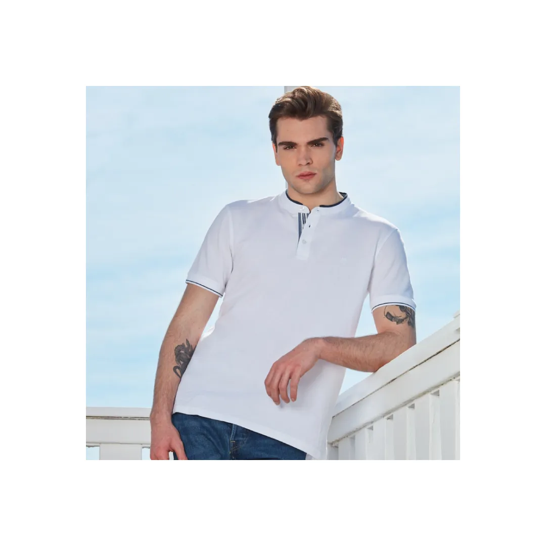 High quality summer clothes for men cotton t shirt short sleeves white color round neck