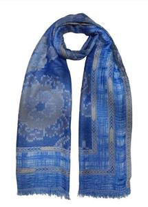 Handmade Autumn Vintage Silk Kantha Shawl with Floral Embroidery and Digital Printed Design Long Pure Silk <b>Scarves</b> From India - Product Image 2