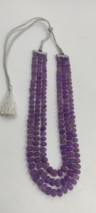 สร้อยคอควอทซ์สีชมพูเข้ม10-12มม. สร้อยคออัญมณีทรงฟักทองความยาว20นิ้ว3ชั้นสร้อยคอควอทซ์แตงโมลูกปัดสร้อยคอวินเทจ - Product Image 6