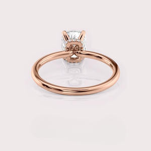 Anillo de Compromiso con Diamante Cultivado en Laboratorio, Corte Radiante, Certificado por IGI, Oro Rosa/Blanco y Amarillo de 18K, Halo Oculto, Anillo de Novia - Product Image 3