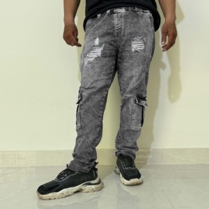 Jean en denim tricoté droit à taille haute, coupe régulière, style streetwear personnalisé pour homme, Y2K, 2026 - Product Image 1