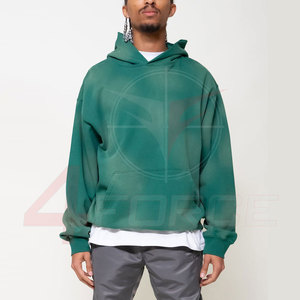 Custom Vintage Look Hoodie for Men Drop Shoulder Design <b>Sun</b> Faded Acid Wash Distressed Embroidery 100% Heavy French Winter - Product Image 1