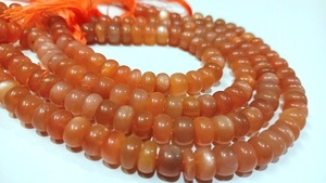 Natural Peach <b>Moonstone</b> Beads for Jewelry Making 6-8mm Rondelle Shape Smooth Plain 8 Inches Long Strands for <b>Bracelets</b> - Product Image 4