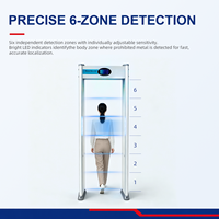 Portique de détection de métaux de sécurité 6 zones, sensibilité réglable, DSP anti-interférence, alarme audio-visuelle, protection IP53, résistant à l'eau