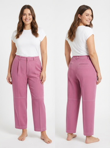 Custom Color & Size Straight Leg Genuine Leather <b>Trousers</b> Unisex Elastic Waist <b>Pleated</b> Design Casual Luxury Suede Leather Pants - Product Image 5