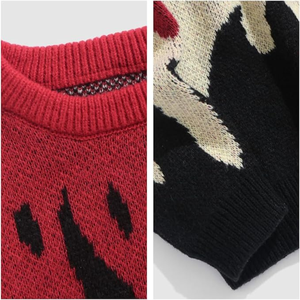 Custom OEM Men <b>Crewneck</b> Oversized Breathable Jacquard <b>Aesthetic</b> Organic Cotton Knitted Casual Pullover Long Sleeve Anti-Wrinkle - Product Image 3