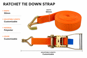 Ratchet Tie Down Belt Polyester 50mm 3000kg Durable Length Options for <b>Cargo</b> Restraint and Logistics OEM Manufacturing Service - Product Image 3