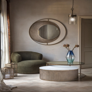 Miroir mural moderne Daphoco en or, design cercles concentriques, fer, miroir clair, chambre à coucher, salon, appartement, bureau, Binh Duong - Product Image 2