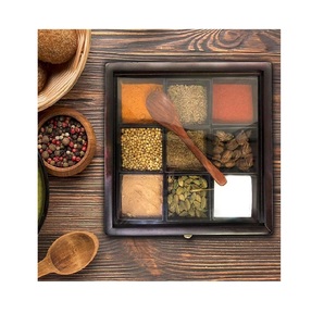 Hot Selling Wood spice box Wooden Custom Round Spices Storage Container Spice Jar salt Container box