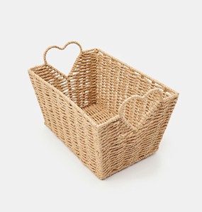 Natural Storage <b>Paper</b> Basket with Green <b>Pattern</b> Handmade Decorative Organizer - Product Image 4