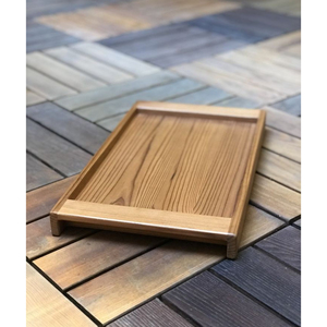 Table à manger personnalisable pour la maison et le restaurant Plateau de service Dernier plateau rond en bois d'acacia naturel avec poignée Taille personnalisée - Product Image 4