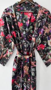 ชุดคลุมอาบน้ำกันหนาวให้ความอบอุ่นน้ำหนักเบาทำด้วยมือสไตล์อินเดียชุดกิโมโนผ้าฝ้ายลายดอกไม้สไตล์โบฮีเมียนผ้าทอพิมพ์ลายนก - Product Image 5