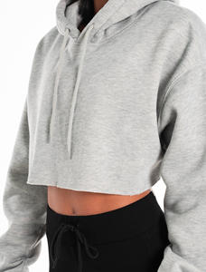 Sudadera con capucha recortada personalizable OEM para mujer, Sudadera con capucha de entrenamiento deportivo de Yoga de invierno, sudadera barata para mujer - Product Image 4