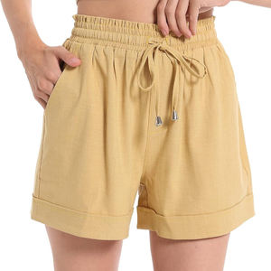 Shorts Cortos para Mujer, Cintura Elástica, Secado Rápido, Antiarrugas, 100% Algodón, Casuales, Ligeros, Cómodos, Lavados, Ideales para Todo el Día - Product Image 2