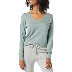 Pull tendance pour femmes à col en V surdimensionné en coton, respirant, à manches longues, tricot d'hiver pour adultes - Product Image 6