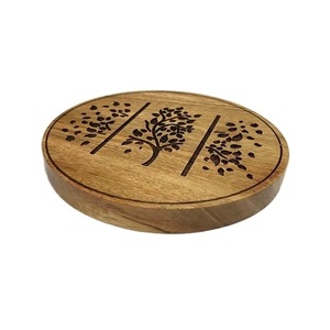 Sous-verre en bois gravé pour tasses, tasses, accessoires de décoration de table, sous-verres en bois de style unique, tapis et coussinets de table, au prix de gros - Product Image 3