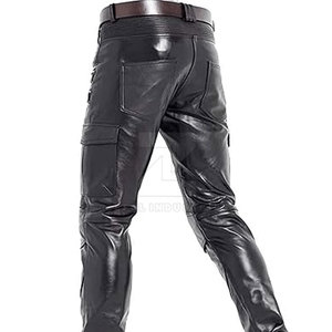 Pantalons en cuir décontractés sur mesure en gros pour hommes, taille mi-haute, design unique, haute qualité, vente chaude - Product Image 3