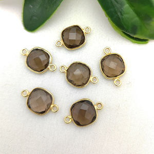 10MM Cushion Gemstone Charm Connector | Gold Plated Double Bail DIY Jewelry Wholesale - Product Image 5