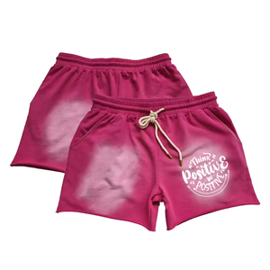 Cotton Acid Wash Jogger Ripped Shorts French Terry Sweat Short Pants Plain Fleece Streetwear Shorts With <b>Screen</b> Printed - Product Image 3