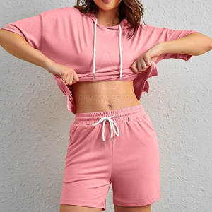 Low MOQ Winter Solid Casual <b>Women's</b> Hoodies & <b>Shorts</b> <b>Set</b>-Trendy 2026 Design Customizable - Product Image 5