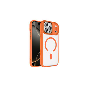 Étui en silicone magnétique de charge sans fil de luxe M-Safe Orange Slim Fit pour iPhone 14 Plus - Style chromé - Product Image 1