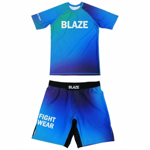 Customize OEM/ODM MMA Rash Guard & BJJ Shorts <b>Set</b> Kids Fight Training Grappling Wear Jiu Jitsu Gi Trunks Outfit <b>Set</b> - Product Image 2
