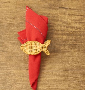 Juego de 6 servilleteros de mimbre marrón oscuro, soportes de mimbre tejidos a mano, decoración de comedor rústica natural, vajilla ecológica para eventos - Product Image 2