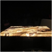 Mesa de Comedor Translúcida de Ónix Blanco Fendy con Luz LED, Panel LED Moderno de Lumi Stone para Mesa de Comedor Rectangular de Ónix