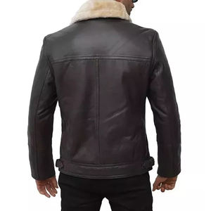 2025 flambant neuf hommes classique hiver veste de haute qualité en cuir de mouton véritable revers col noir personnalisé hommes vestes - Product Image 4