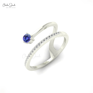 Bague de mariée en or massif 14K de haute qualité 0.10 TCW cadeau d'anniversaire de tanzanite naturelle à la main bague de mariage et de fête en gros - Product Image 4