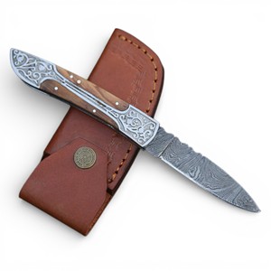 Handmade Industrial Grade Stainless Damascus Steel Folding <b>Knife</b> Pocket EDC Custom Handle 58HRC Drop Point Custom Logo 3-Year - Product Image 1