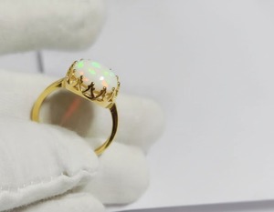 Bague de fiançailles en argent sterling 925 avec opale éthiopienne naturelle en gros, sertie en bélière, pierre précieuse multi-feu, style vintage, tiers - Product Image 5