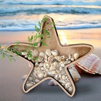 Boîte en bois personnalisée gravée en forme d'étoile de mer, pot de rangement nautique, cadeau promotionnel pour les boutiques et studios de plage