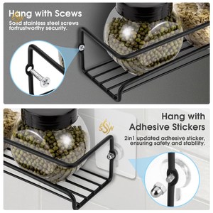 4 Tier gia vị lưu trữ Organizer <span class=keywords><strong>Rack</strong></span> và <span class=keywords><strong>shef</strong></span> màu đen sơn tĩnh điện trang trí Countertop nhà bếp gia vị Kệ từ Ấn Độ - Product Image 2