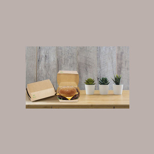 Boîte à lunch jetable brun moyen 100 pièces 120x120h70 porte-sandwich avec cire à cacheter - Product Image 2