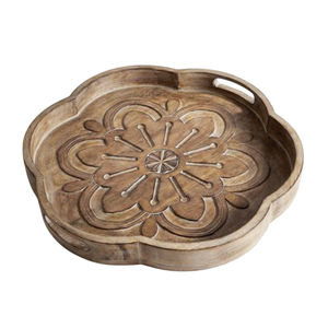 Bandeja de Servir de Madera con Borde Floral de Lujo, Decoración para el Hogar, Apta para Lavavajillas, Ecológica, Diseño Recortado para Bodas, Venta Caliente para Cocina - Product Image 2